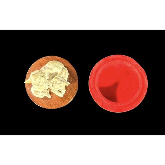 Vintage White Persian Cat Porcelain Figurines On Round Wood Trinket Box 4” x 3” - Picture 5 of 15